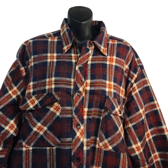 Vintage Midwest Traders Men's Plaid Quilted Flannel Shirt Sz XLT - Picture 4 of 8
